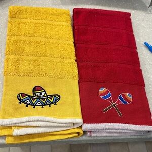 Kohl's Vibrant Yellow and Red Embroidered Towels